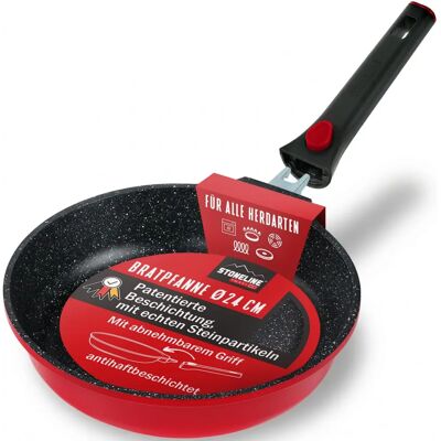 STONELINE - Imagination PLUS Bratpfanne 24 cm - Rot - Abnehmbarer Griff - Frying Pan STONELINE - Imagination PLUS Bratpfanne 24 cm - Rot - Abnehmbarer Griff - Frying Pan