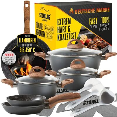 Ensemble de cuisine STONELINE Back to Nature - Céramique, 14 pièces, avec manche en bois - Publicité Ensemble de cuisine STONELINE Back to Nature - Céramique, 14 pièces, avec manche en bois - Publicité