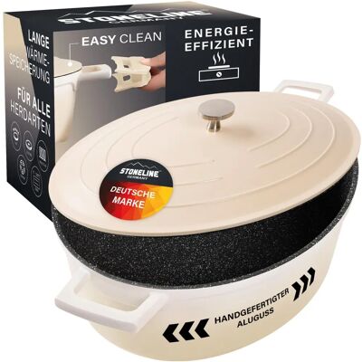 Stoneline Crème Gourmet Rôtissoire 32x25 cm avec Couvercle, Four et Induction, Antiadhésif, Poêle + Casserole - Publicité Stoneline Crème Gourmet Rôtissoire 32x25 cm avec Couvercle, Four et Induction, Antiadhésif, Poêle + Casserole - Publicité