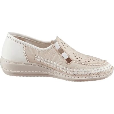 RIEKER Damen Beige Leder Slipper - Schuhe RIEKER Damen Beige Leder Slipper - Schuhe