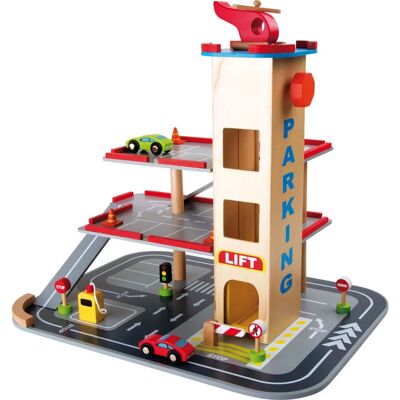 Small Foot Parkhaus - Rasante Abfahrt - Holz Auto Parking Garage Small Foot Parkhaus - Rasante Abfahrt - Holz Auto Parking Garage