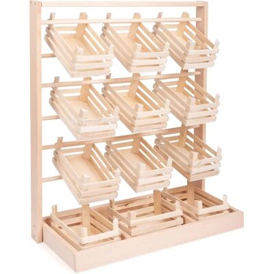 Small Foot 7035 Wooden Sales Stand - Large, 12 Boxes - Kids Market Small Foot 7035 Wooden Sales Stand - Large, 12 Boxes - Kids Market