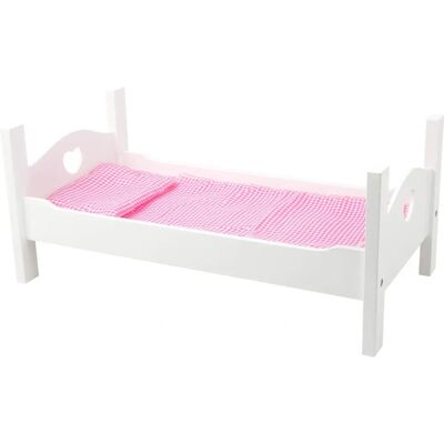 Small Foot 11212 Letto per Bambole - In Legno con Motivi a Cuore & Biancheria Small Foot 11212 Letto per Bambole - In Legno con Motivi a Cuore & Biancheria