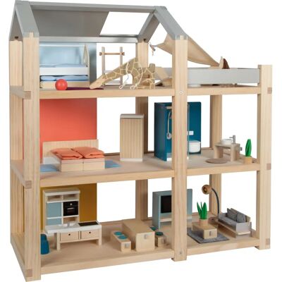 Small Foot - Houten Puppenhaus mit Möbeln - Mehrfarben - I-Sf12541 Small Foot - Houten Puppenhaus mit Möbeln - Mehrfarben - I-Sf12541
