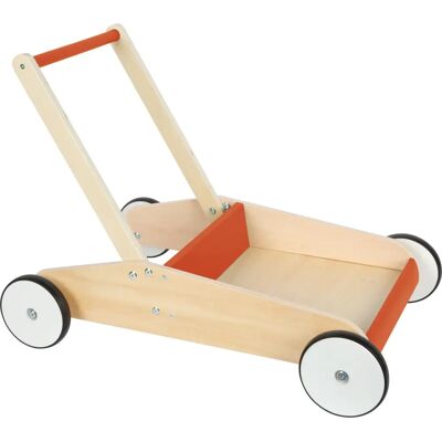 Small Foot Wooden Walker Red, Slate Grey, Adjustable Handle - Lauflernwagen Small Foot Wooden Walker Red, Slate Grey, Adjustable Handle - Lauflernwagen