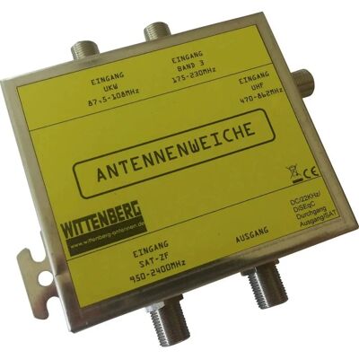 Wittenberg WIT K-103109 - Divisor de antena 4 en 1 FM, DAB+, UHF, SAT Wittenberg WIT K-103109 - Divisor de antena 4 en 1 FM, DAB+, UHF, SAT