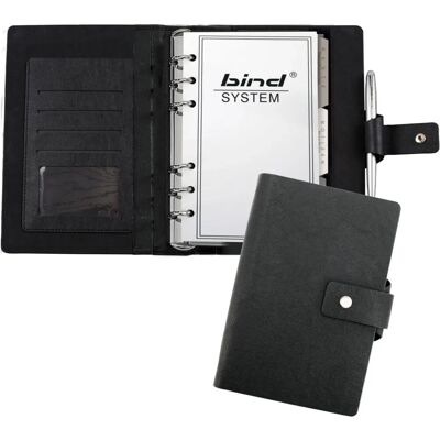 Bind A6 Notebook with Ring Mechanism - Black Faux Leather Bind A6 Notebook with Ring Mechanism - Black Faux Leather
