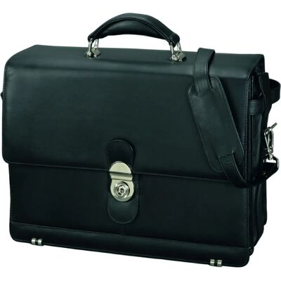 Alassio Monza Leder Aktentasche - 38cm Laptopfach - Schwarz Alassio Monza Leder Aktentasche - 38cm Laptopfach - Schwarz