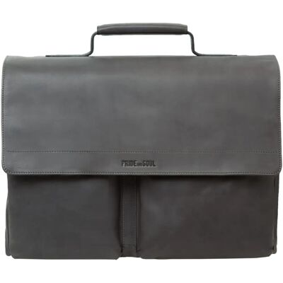 Pride and Soul District Lederen Aktentasche - 37cm laptopvak grijs Pride and Soul District Lederen Aktentasche - 37cm laptopvak grijs