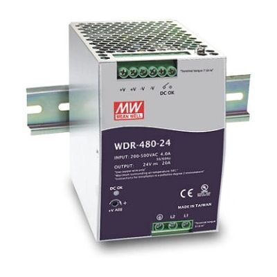 MEAN WELL WDR-480-48 Power Supply - 480W, DIN Rail Mounting, 48V/10A MEAN WELL WDR-480-48 Power Supply - 480W, DIN Rail Mounting, 48V/10A