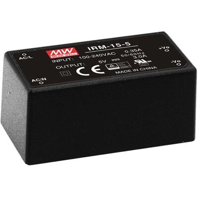 Mean Well IRM-15-5 Alimentatore - 15W, 5V, 3A, Nero Mean Well IRM-15-5 Alimentatore - 15W, 5V, 3A, Nero