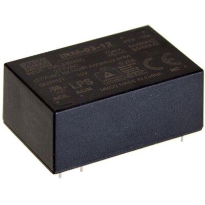 Mean Well IRM-03-3.3 Power Supply - Small, Low Power, Black Mean Well IRM-03-3.3 Power Supply - Small, Low Power, Black