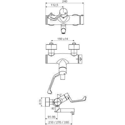 Schell Vitus Robinet Termostatic de Perete - 270mm, Maneta Clinică Schell Vitus Robinet Termostatic de Perete - 270mm, Maneta Clinică