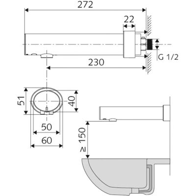Schell Elektronischer Wärmetauscher - Infrarotsensor, Batteriebetrieb, Wandmontage, 230mm Schell Elektronischer Wärmetauscher - Infrarotsensor, Batteriebetrieb, Wandmontage, 230mm