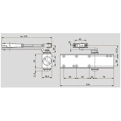 DORMAKABA Cierra puertas - Modelo 27112219 - Fuerza ajustable 2/4 - Negro - Tipo de puerta DORMAKABA Cierra puertas - Modelo 27112219 - Fuerza ajustable 2/4 - Negro - Tipo de puerta