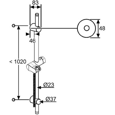 Bară de duș reglabilă pe perete Kludi A-QA 1100mm Bară de duș reglabilă pe perete Kludi A-QA 1100mm