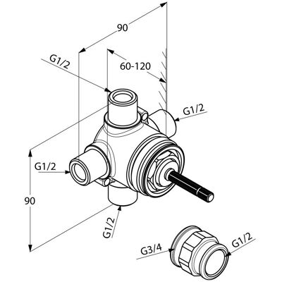 Kludi DN 15 Zweiwege-Umsteller - Diverter Kludi DN 15 Zweiwege-Umsteller - Diverter