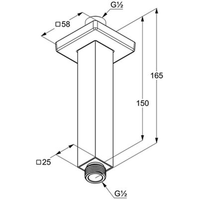 Brățară de duș pentru plafon Kludi A-QA - 150mm Proiecție - Cromat Brățară de duș pentru plafon Kludi A-QA - 150mm Proiecție - Cromat