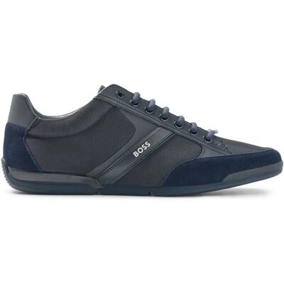 Baskets en Cuir Hybride Bleu Foncé Boss - Chaussures Décontractées - Publicité Baskets en Cuir Hybride Bleu Foncé Boss - Chaussures Décontractées - Publicité