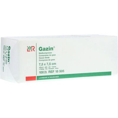 Gazin 7,5x7,5cm unsteril 16-lagige Verbandkompresse Gazin 7,5x7,5cm unsteril 16-lagige Verbandkompresse