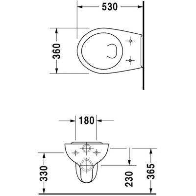 Duravit Duraplus Wand-WC Weiß Hochglanz 530 mm - Toiletten Duravit Duraplus Wand-WC Weiß Hochglanz 530 mm - Toiletten