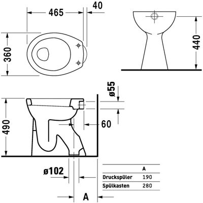 Duravit Weiß Hochglanz Stand WC Sudan - 505 mm, Flachspüler, Vertikaler Abgang Duravit Weiß Hochglanz Stand WC Sudan - 505 mm, Flachspüler, Vertikaler Abgang