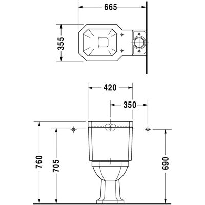 Duravit 1930 - Stand-WC Weiß Monoblock - Boden-WC Duravit 1930 - Stand-WC Weiß Monoblock - Boden-WC