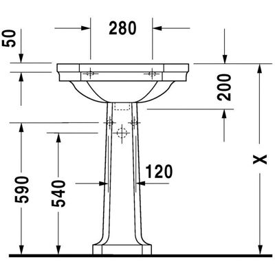 Duravit 1930 Waschbecken - Weiß, 600x410mm, 1 Hahnloch, Wandmontage Duravit 1930 Waschbecken - Weiß, 600x410mm, 1 Hahnloch, Wandmontage