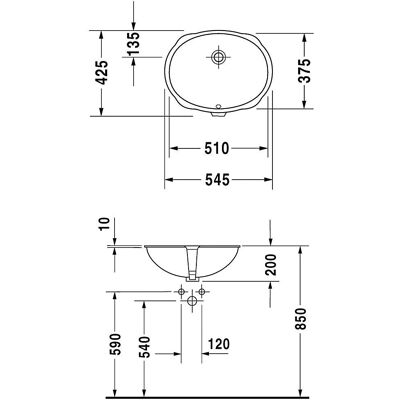 Duravit Santosa Ovaler Keramikwaschtisch - Einbau - Weiß Hochglanz Duravit Santosa Ovaler Keramikwaschtisch - Einbau - Weiß Hochglanz