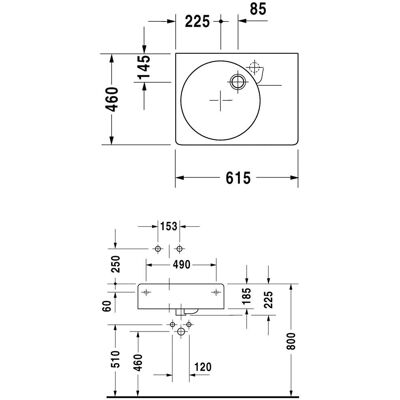 Duravit Scola Wandwaschbecken - 615mm, Weiß, Überlauf Duravit Scola Wandwaschbecken - 615mm, Weiß, Überlauf