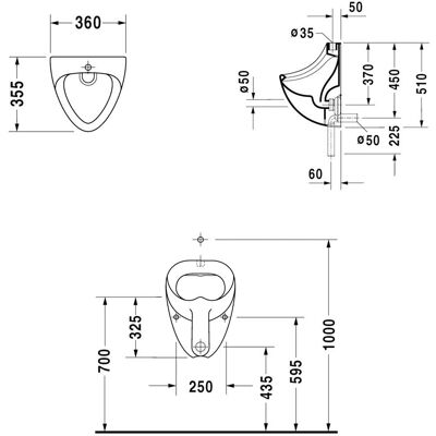 Urinal universal Duravit Jim - Intrare de sus, 345x350mm, Alb - 0850350000 Urinal universal Duravit Jim - Intrare de sus, 345x350mm, Alb - 0850350000