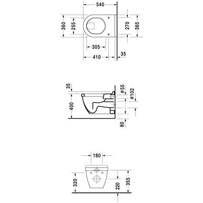 Duravit Starck 3 Toaleta suspendată - 6L, Alb Lucios - WC Duravit Starck 3 Toaleta suspendată - 6L, Alb Lucios - WC