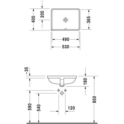 Duravit Starck 3 Weiß Einbauwaschtisch - Waschbecken Duravit Starck 3 Weiß Einbauwaschtisch - Waschbecken