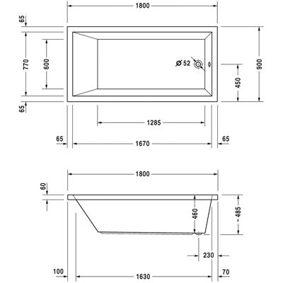 Cadă dreptunghiulară Duravit Starck - 180x90cm - Încastrată Cadă dreptunghiulară Duravit Starck - 180x90cm - Încastrată