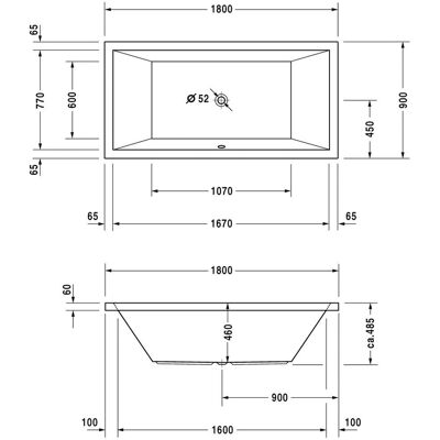 Duravit Starck Rechteckbadewanne - Einbauversion, Weiß - 700052 Duravit Starck Rechteckbadewanne - Einbauversion, Weiß - 700052