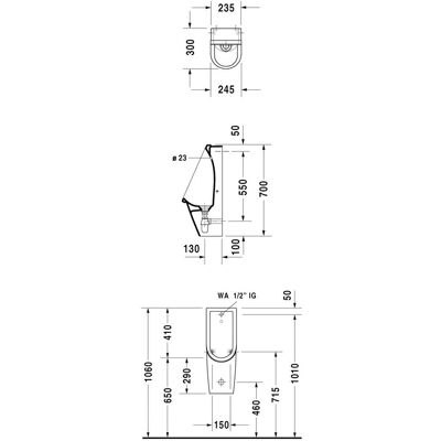 Duravit Starck 3 Urinal - Hvid, Rimless, 245x300mm - Hygiejnisk Design Duravit Starck 3 Urinal - Hvid, Rimless, 245x300mm - Hygiejnisk Design