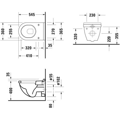 Duravit Wand WC - WonderGliss - Weiß - 6L - Starck 3 Duravit Wand WC - WonderGliss - Weiß - 6L - Starck 3