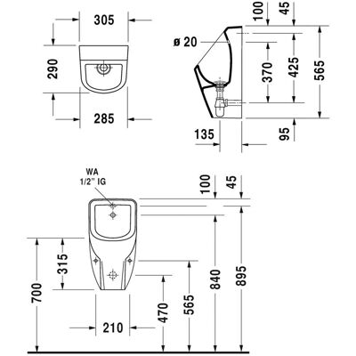 Duravit D-Code Urinal Weiß Rimless Rückseite Duravit D-Code Urinal Weiß Rimless Rückseite