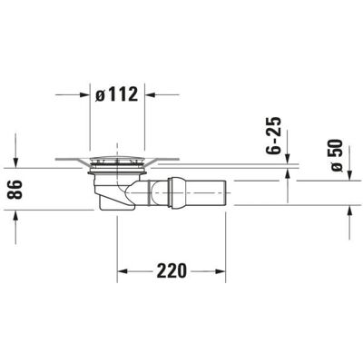 Duravit Duschwannenablauf - Horizontaler Abgang - 90mm - Chrom Duravit Duschwannenablauf - Horizontaler Abgang - 90mm - Chrom