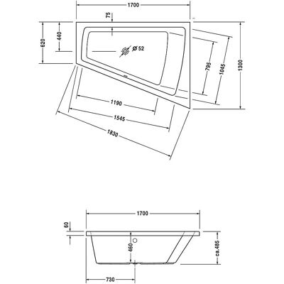 Duravit Modell 700215 - Rechteckige Badewanne mit rechter Rückenlehne - Weiß Duravit Modell 700215 - Rechteckige Badewanne mit rechter Rückenlehne - Weiß