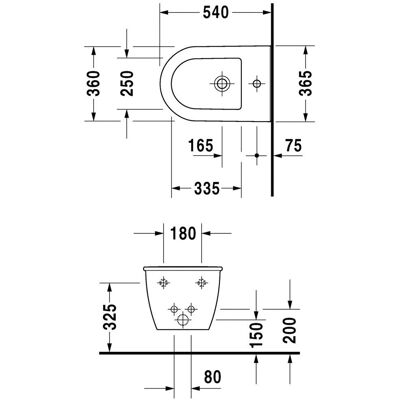 Duravit Wand Bidet Weiß WonderGliss 540mm - Bidet Duravit Wand Bidet Weiß WonderGliss 540mm - Bidet