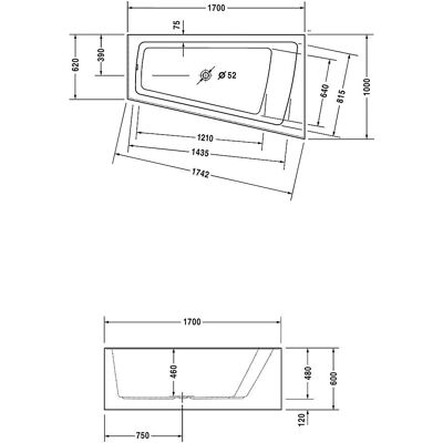 Duravit Modell 700265 - Eckbadewanne mit Rückenstützen - Badewanne Duravit Modell 700265 - Eckbadewanne mit Rückenstützen - Badewanne