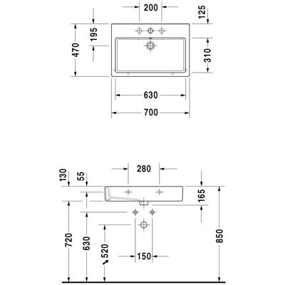 Vas de Duravit Vero 700mm - Montare pe perete - Alb Vas de Duravit Vero 700mm - Montare pe perete - Alb