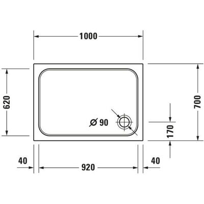 Duravit D-Code Rechteckige Duschwanne - 1000x700 mm, Weiß, Eckmontage Duravit D-Code Rechteckige Duschwanne - 1000x700 mm, Weiß, Eckmontage