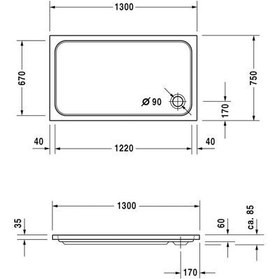 Duravit D-Code Vasca de Duș Dreptunghiulară - 130 cm - Alb Duravit D-Code Vasca de Duș Dreptunghiulară - 130 cm - Alb