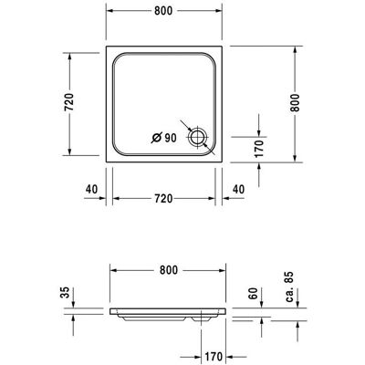 Duravit D-Code Vascheta de duș pătrată - Vascheta de duș Duravit D-Code Vascheta de duș pătrată - Vascheta de duș