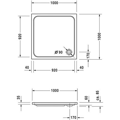 Duravit D-Code Bac de douche carré 1000x1000 mm - Duschwanne - Publicité Duravit D-Code Bac de douche carré 1000x1000 mm - Duschwanne - Publicité