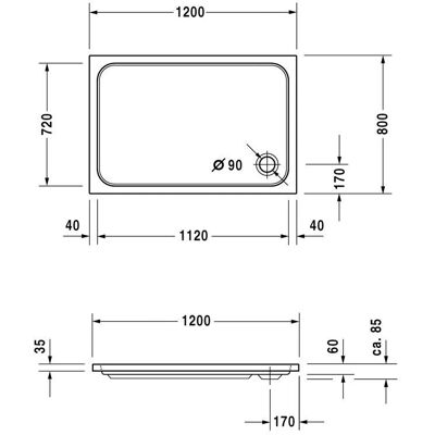 Duravit D-Code Cada de dus dreptunghiulară - 1200x800 mm, Alb Duravit D-Code Cada de dus dreptunghiulară - 1200x800 mm, Alb