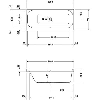 Duravit Modell 700308 - Rechteckbadewanne mit linker Rückenlehne Duravit Modell 700308 - Rechteckbadewanne mit linker Rückenlehne
