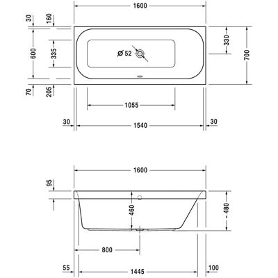 Duravit Model 700309 - Rektangulbadekar Hvid Duravit Model 700309 - Rektangulbadekar Hvid